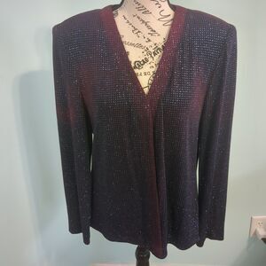 Alex Evenings purple Glitter Open Front Formal Cardigan Jacket 14